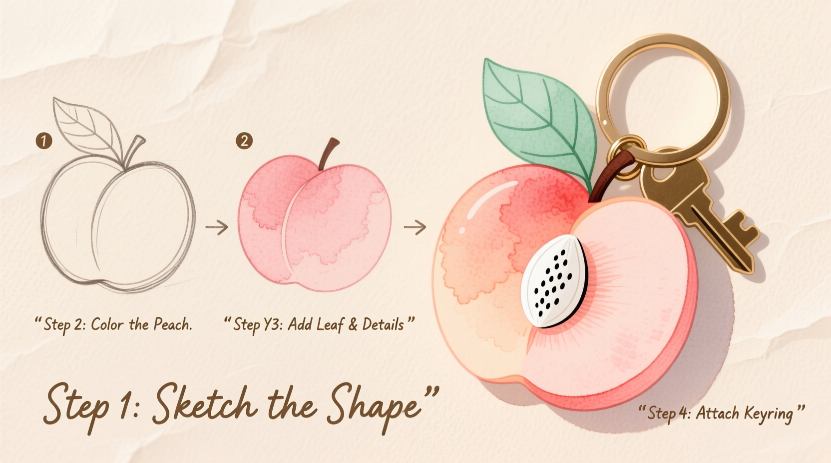 step by step guide to crafting your own charming diy peach keychain