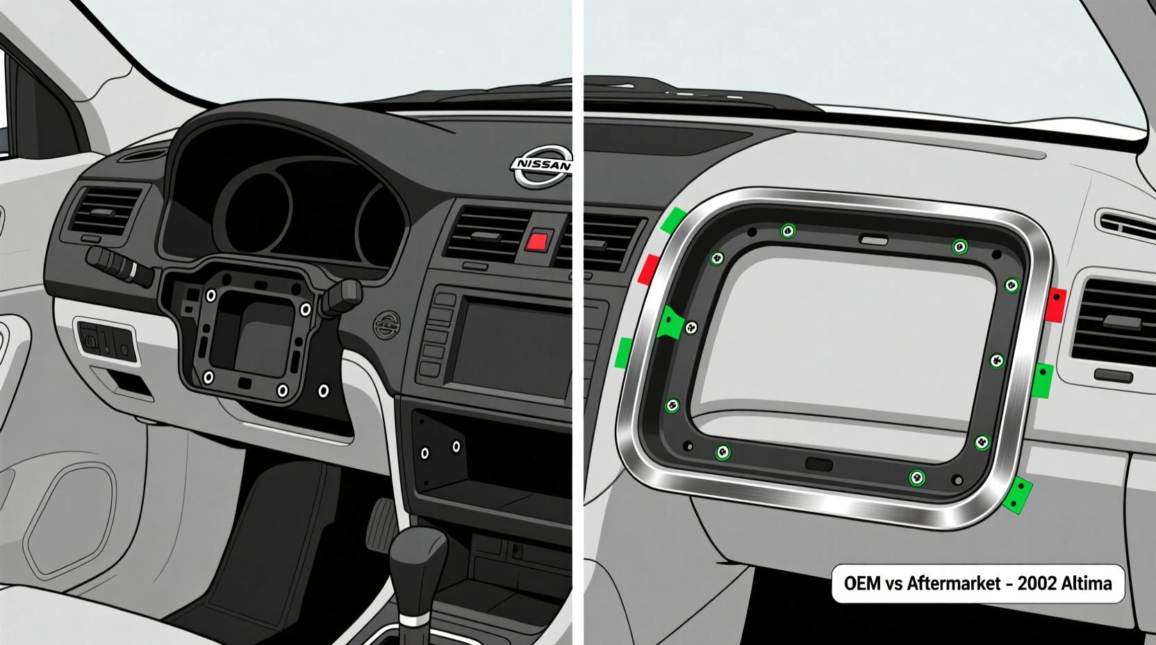 oem vs aftermarket altima 2003 dash frame