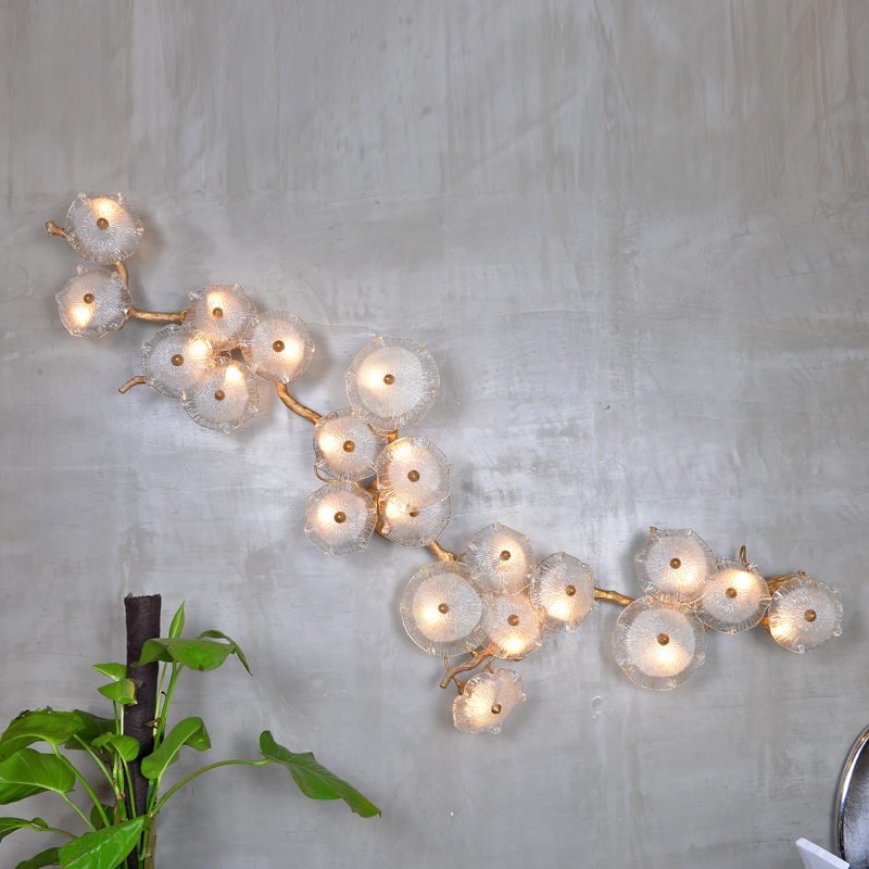 Amazon Hot European creative led bronze maple leaf antique wall lamp  chandelier  indoor lighting bedroom  hanging  bedside