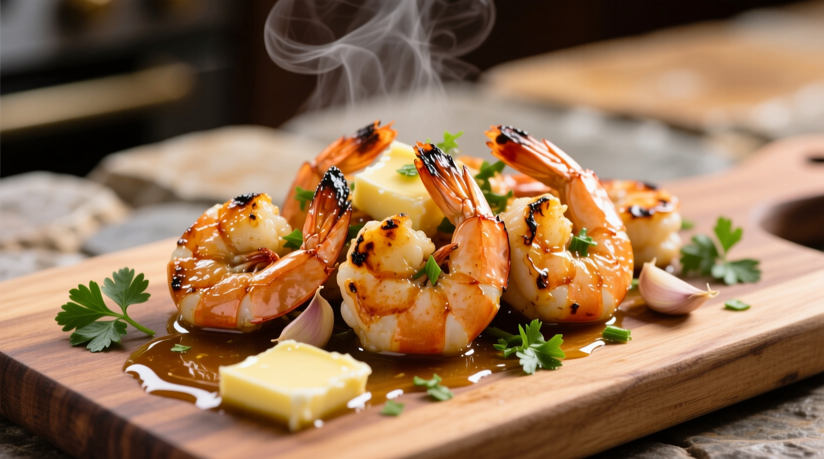 Perfectly cooked shrimp sautéed in butter and garlic