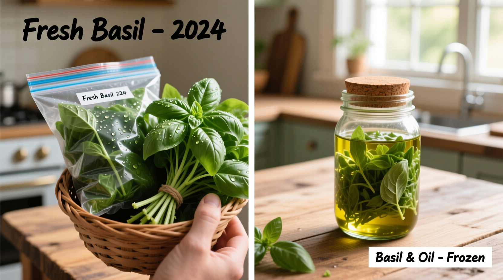 how to freeze fresh basil from garden