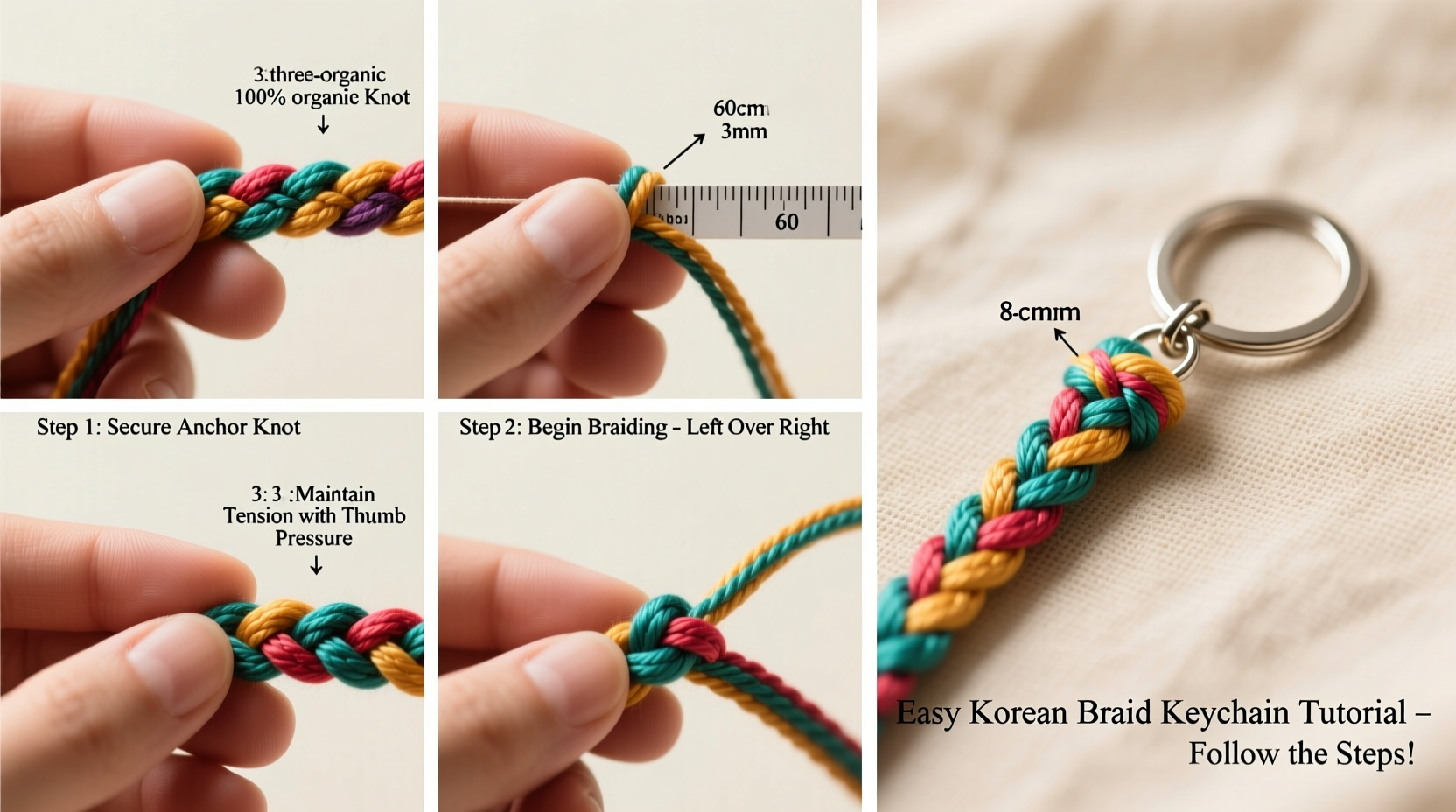 step by step guide to crafting a korean braided keychain pendant with easy to follow techniques