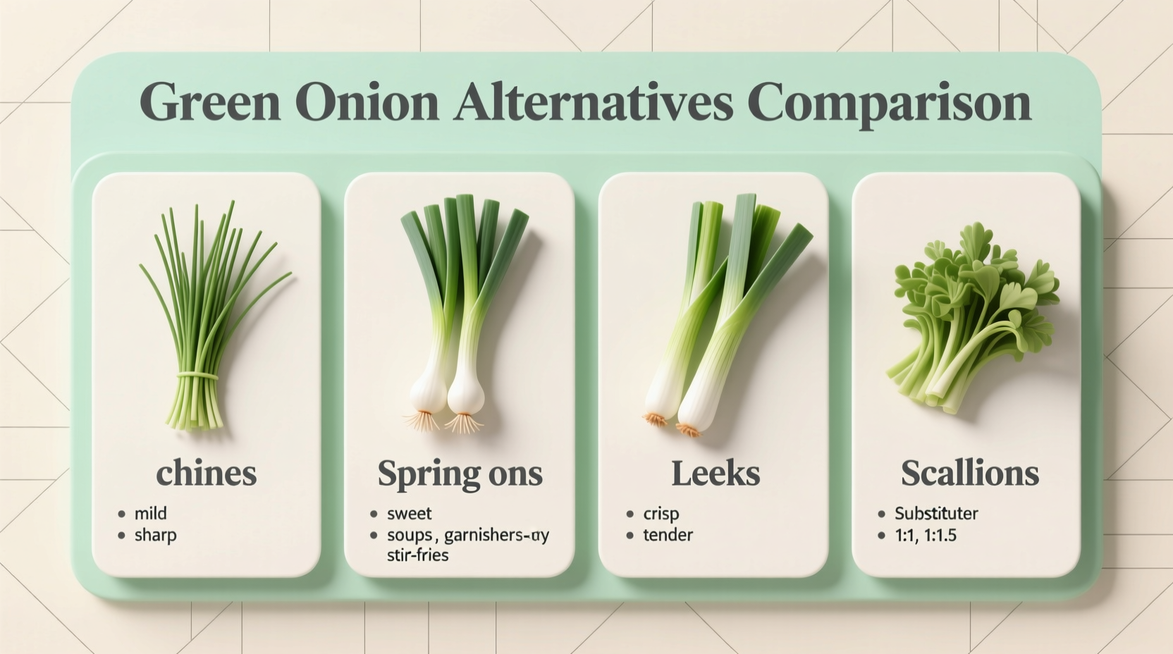 Green onion alternatives comparison chart