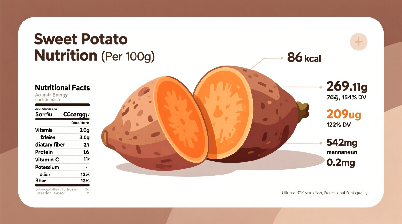 sweet potato nutritional value per 100g