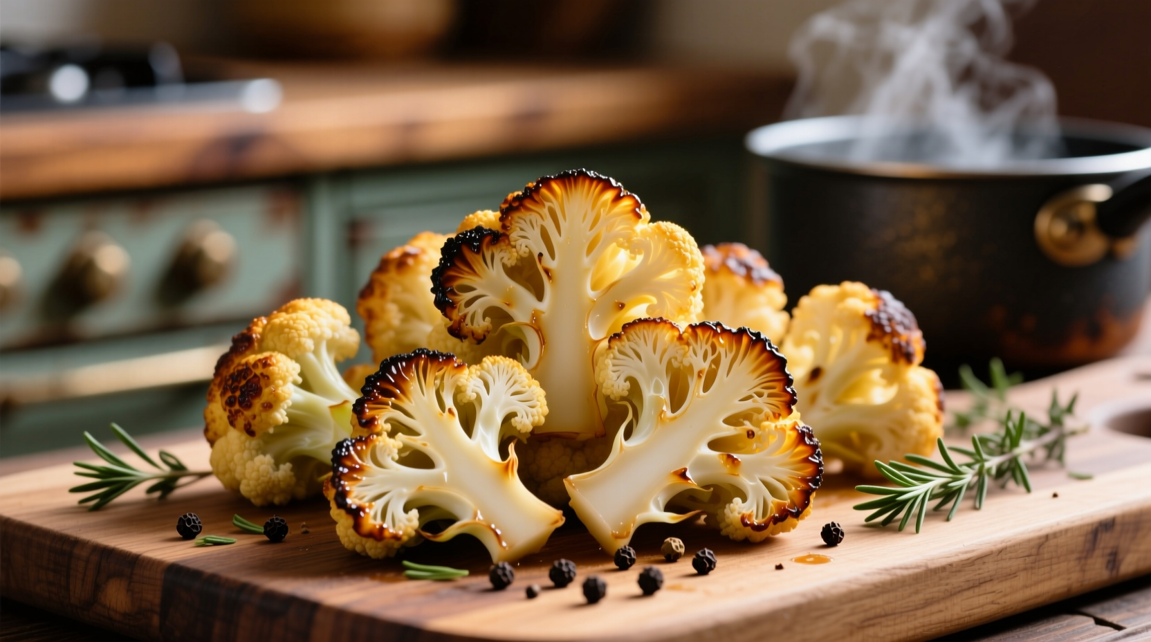 Perfectly roasted golden cauliflower florets