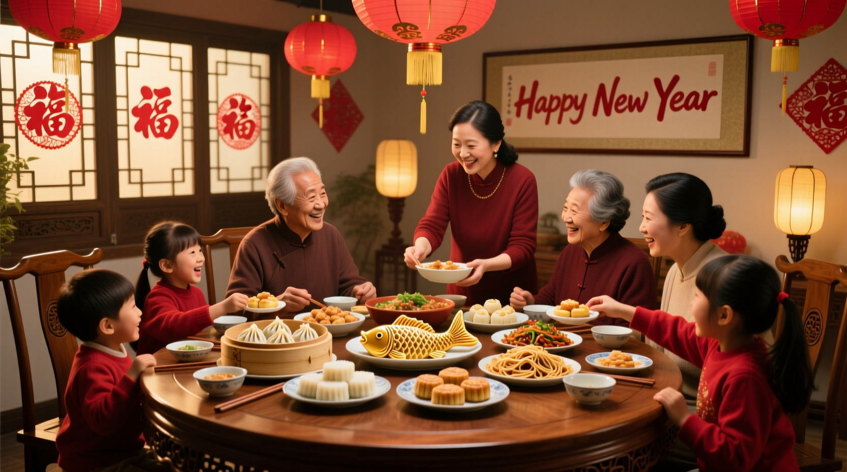 what do chinese families eat on chinese new year