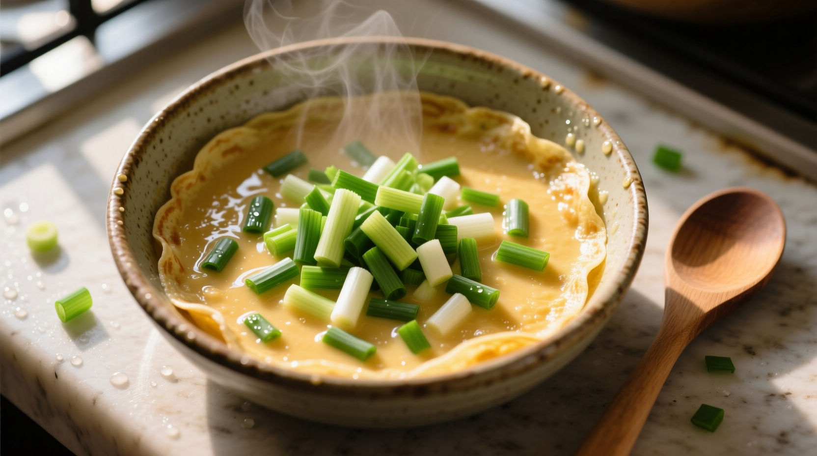 Fresh scallions chopped for pancake batter