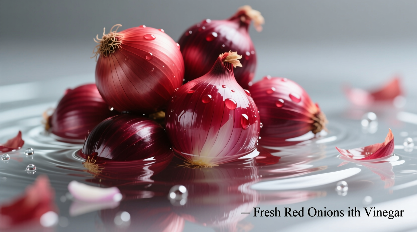 Fresh red onions soaking in vinegar solution