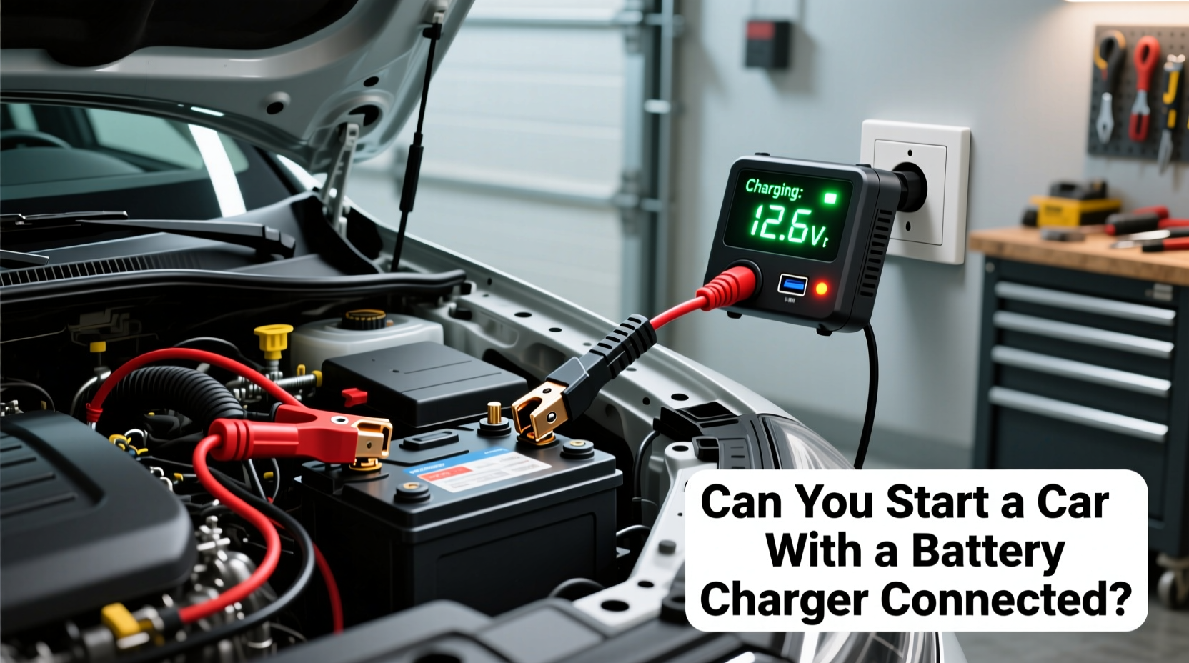 can you start a car with a battery charger connected