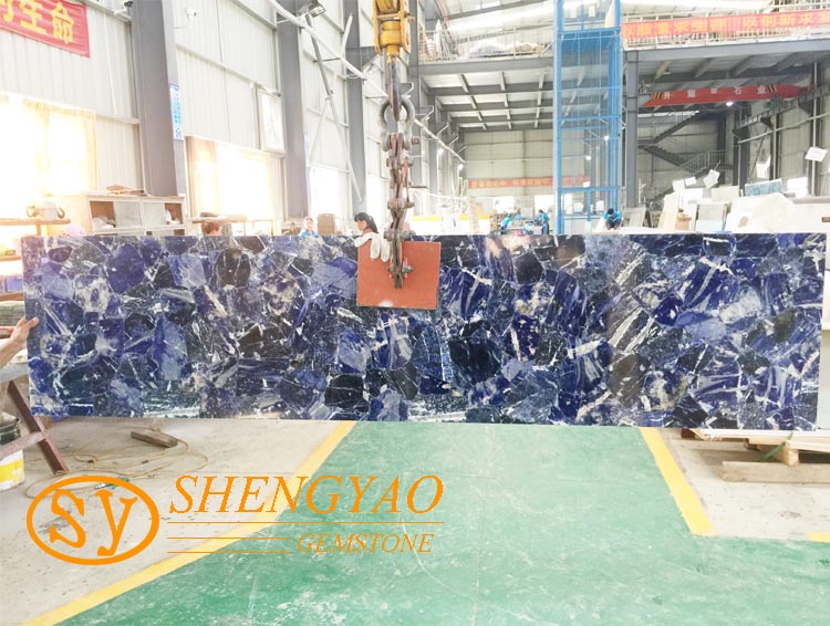 Natural gemstone  sodalite blue jasper granite flooring design for decoration