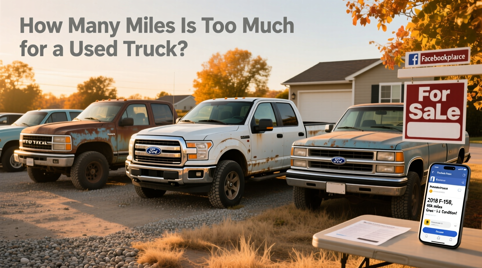 Pickup trucks listed for sale on a digital marketplace interface
