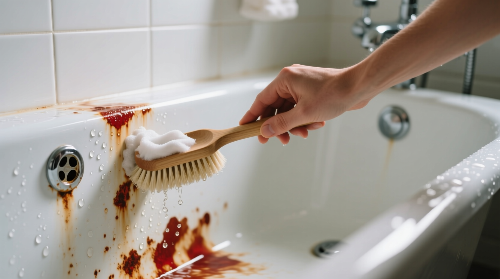 how to remove rust stains from bathtub