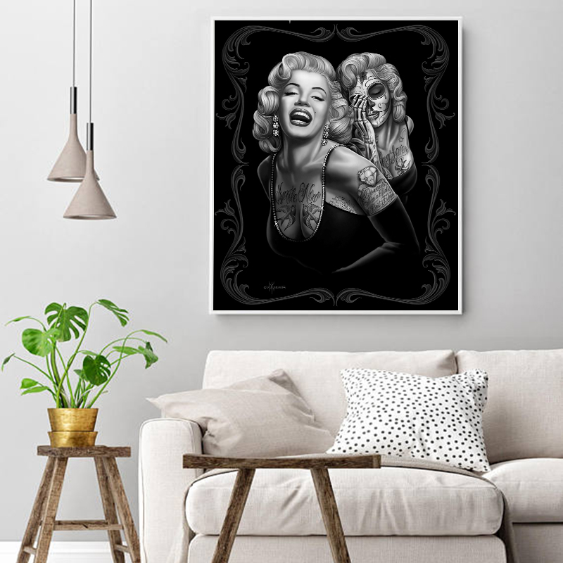 Tattoos Marilyn Monroe Portrait Canvas Painting on The Wall Sexy Women Posters Prints Decorative Picture for Living Room Decor