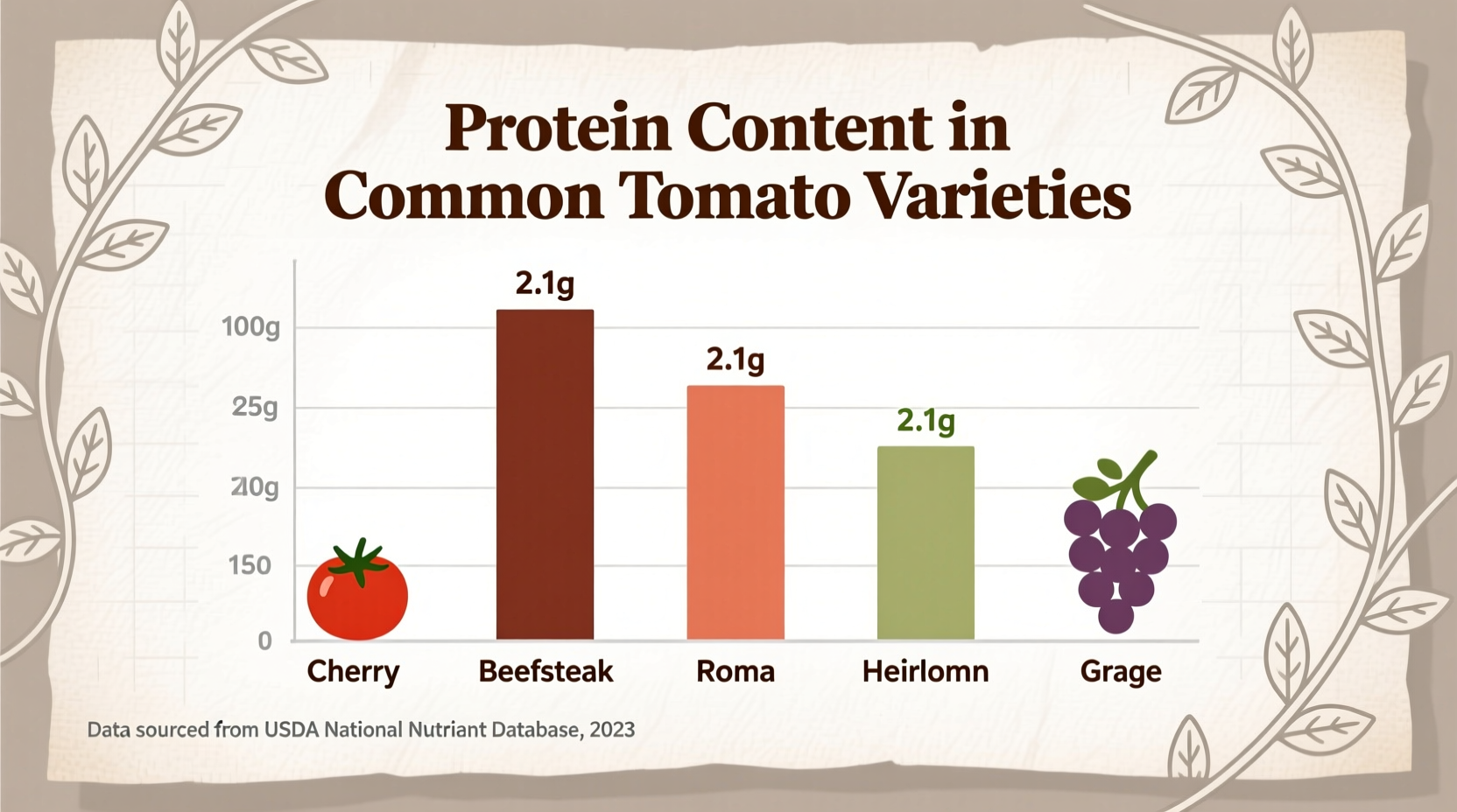 Tomato protein content comparison chart