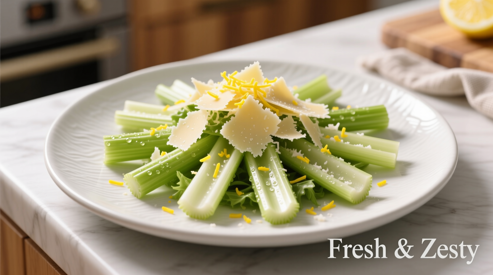 Crisp celery and parmesan salad with lemon zest