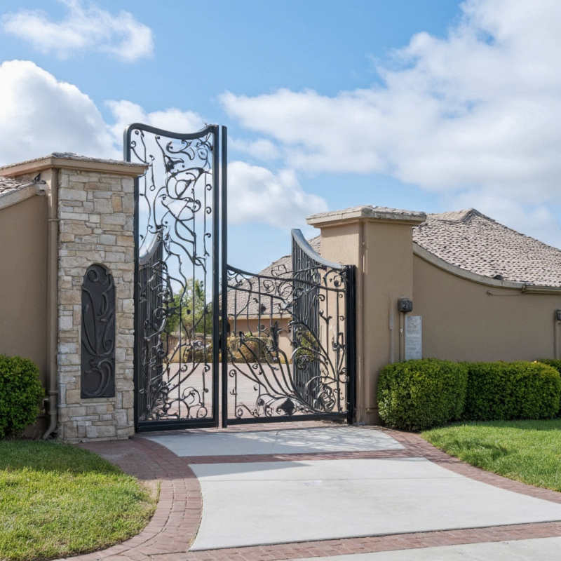 Driveway Gates for Color, application: villa, featuring vibrant hues and elegant wrought iron design.