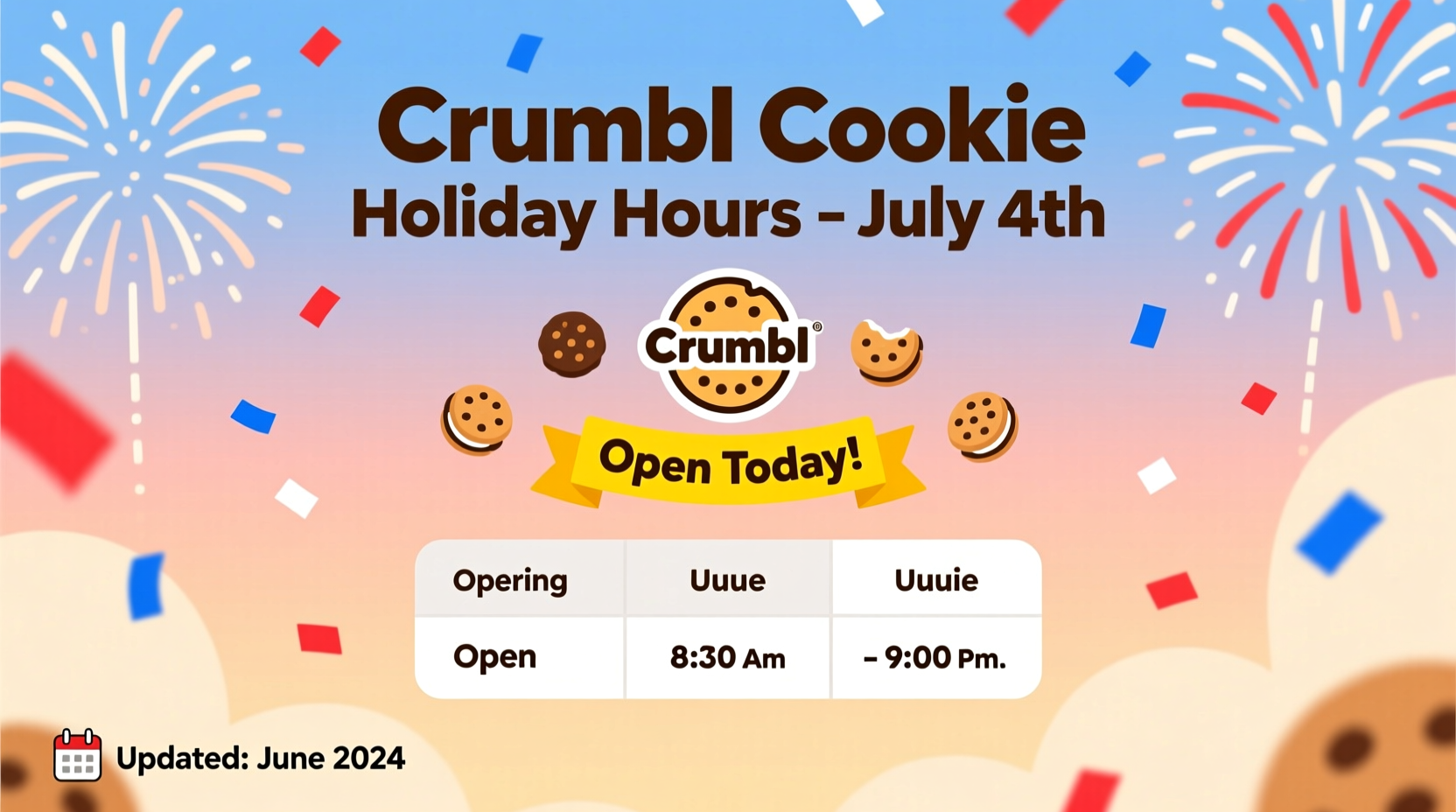 is crumbl cookie open on july 4th