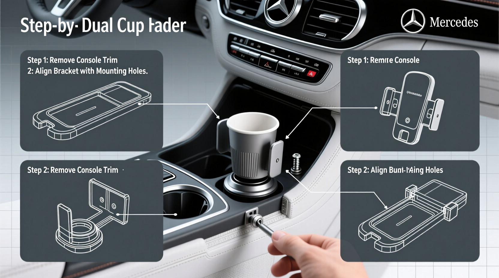 W447 Dual Cup Holder Install: Full Guide for V-Class & Metris