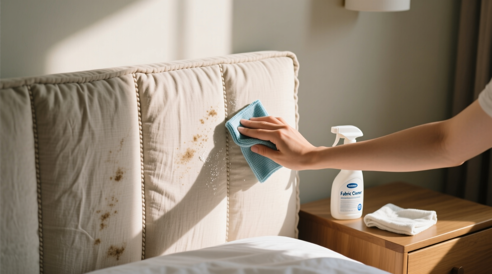 how to clean a fabric headboard