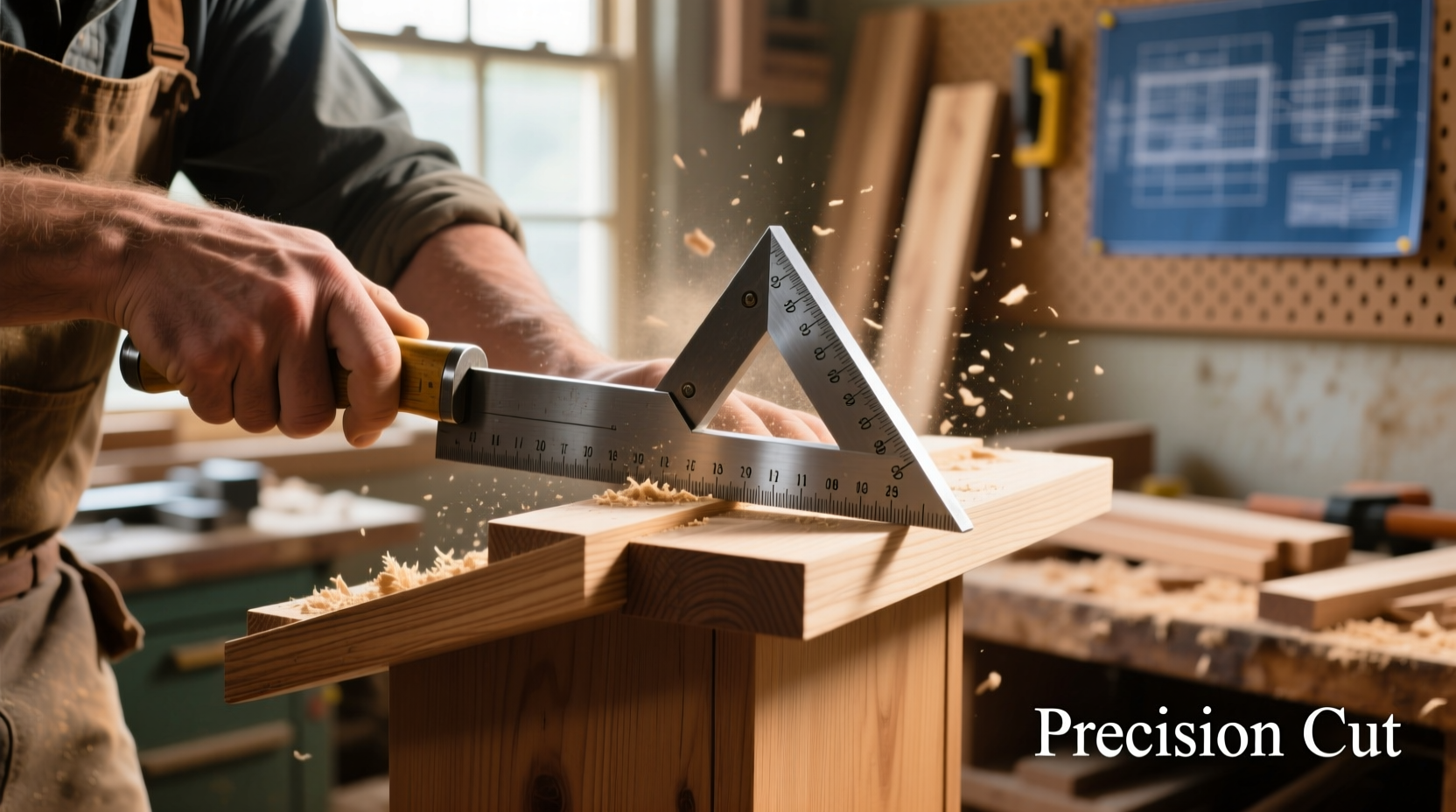 Precision cutting lectern components with carpenter's square