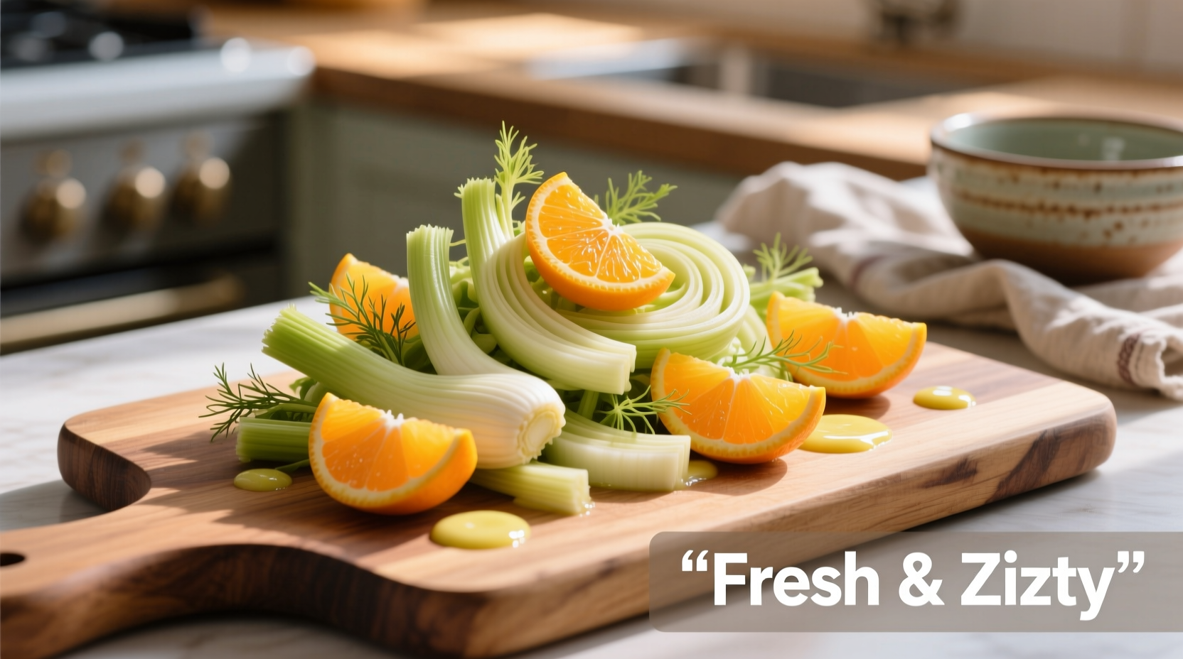 Fresh fennel citrus salad with orange segments
