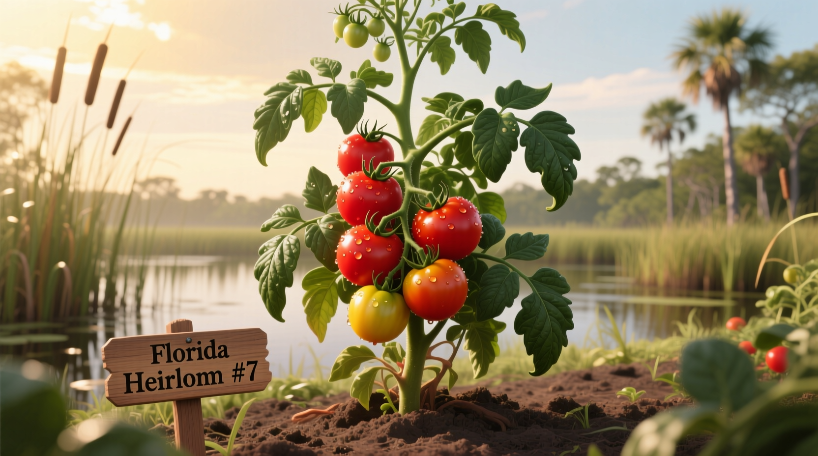 Everglades tomato plant growing in Florida garden