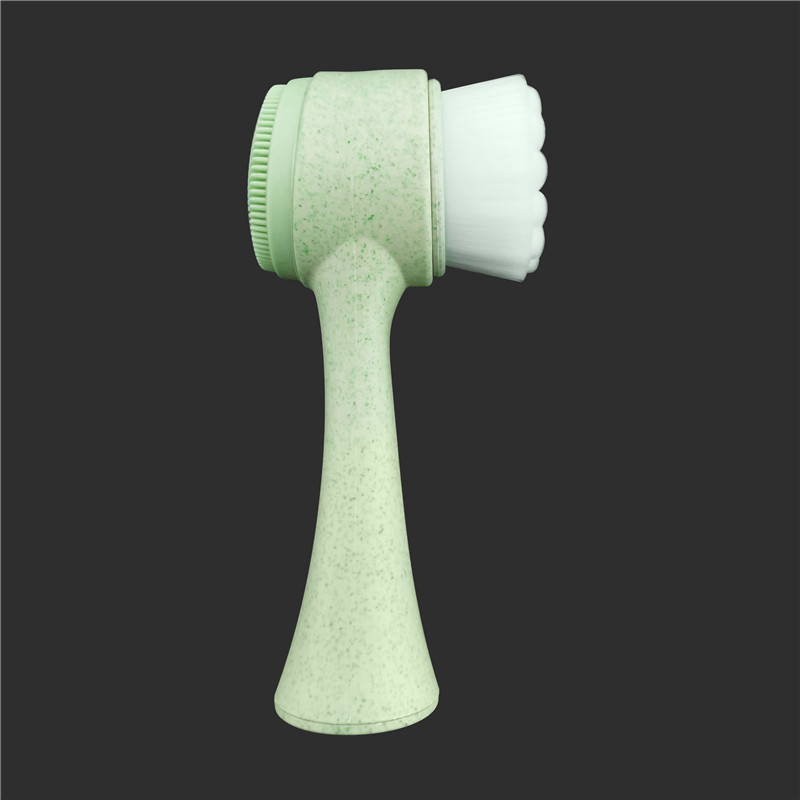 Wheat Straw Face Cleaning Brush 2-in-1 Silicone&Soft Synthetic Bristles Brush For Face