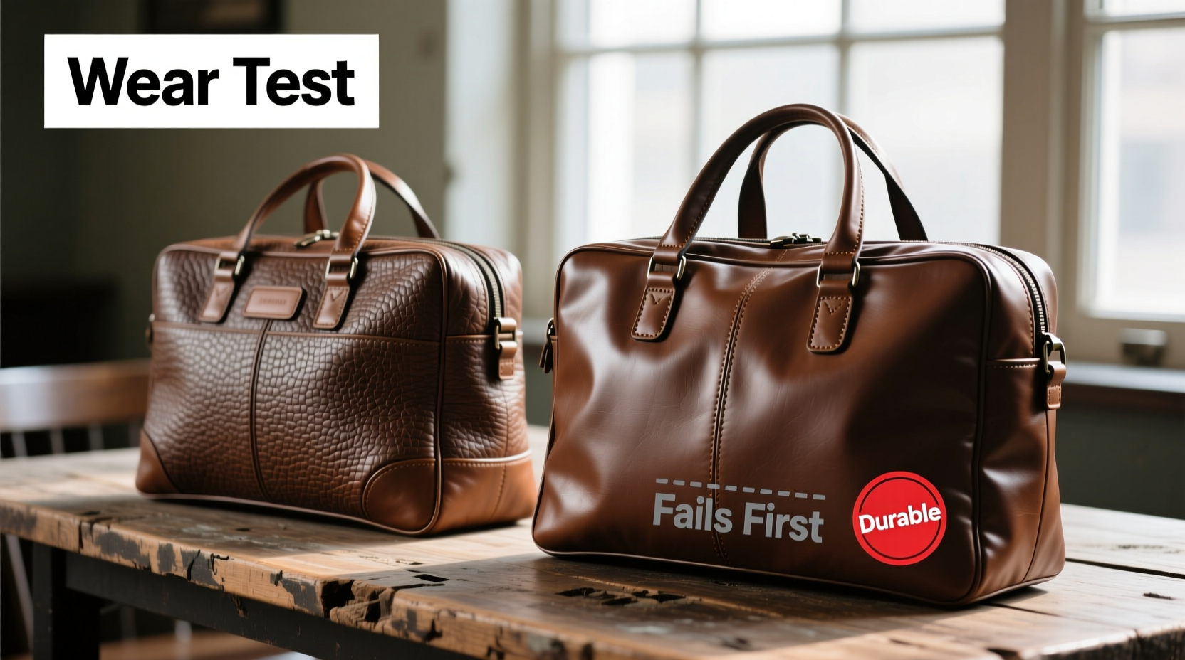 is a textured leather commuting bag actually more durable than smooth leather what breaks first