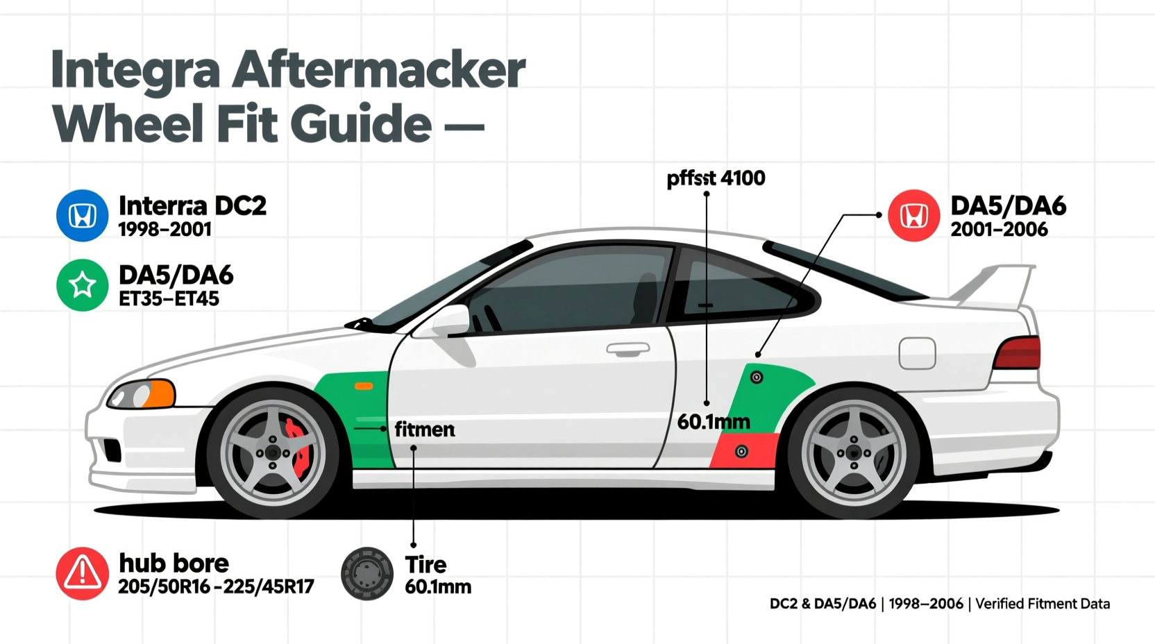 Integra Aftermarket Wheel Fit Guide: DC2 & DA5/DA6 Specs