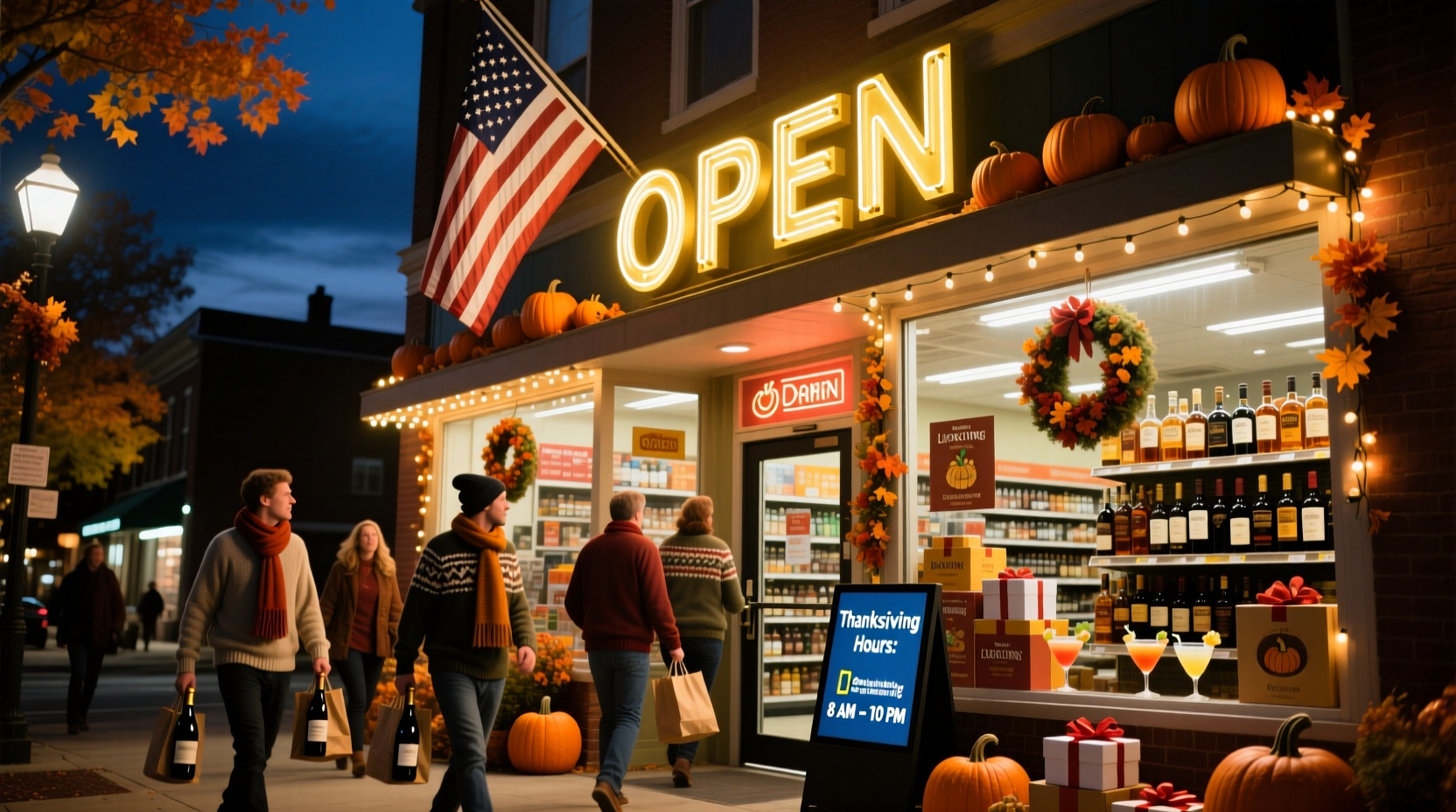 what liquor store is open on thanksgiving
