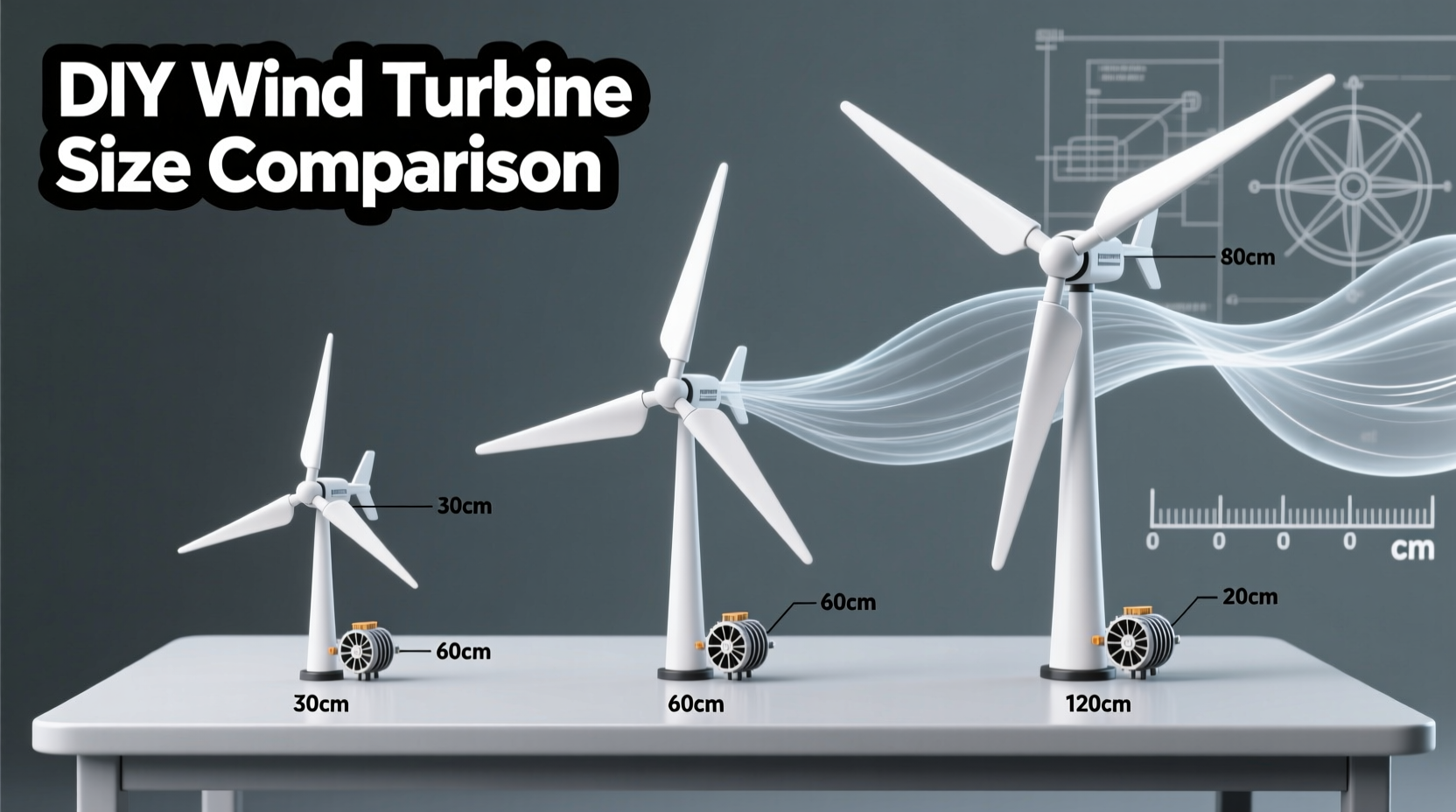 Comparison of different sized DIY wind turbines