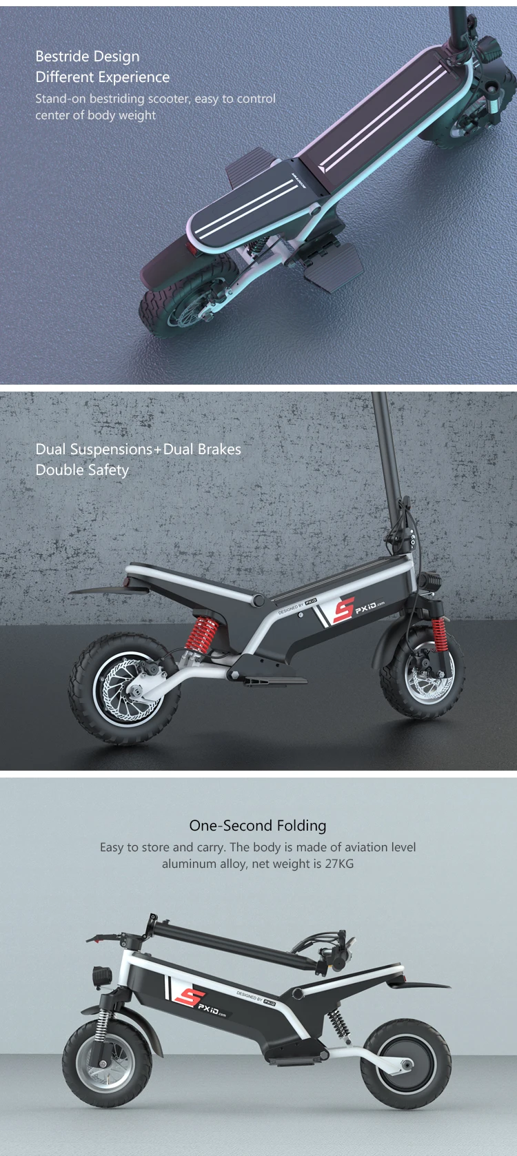 2020 PXID new design F1 disc brake electro scooter off road electric scooters