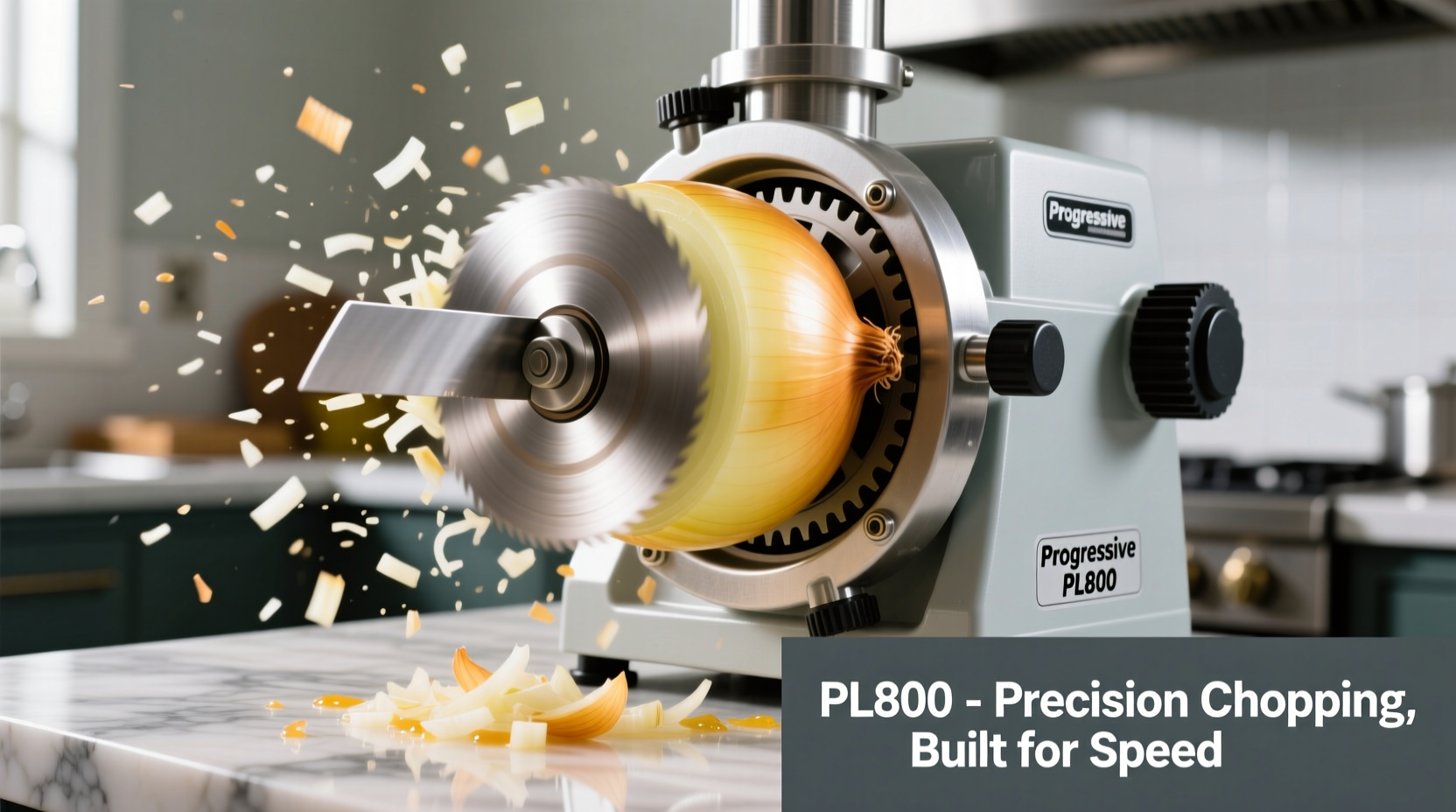 Progressive PL800 onion chopper in action