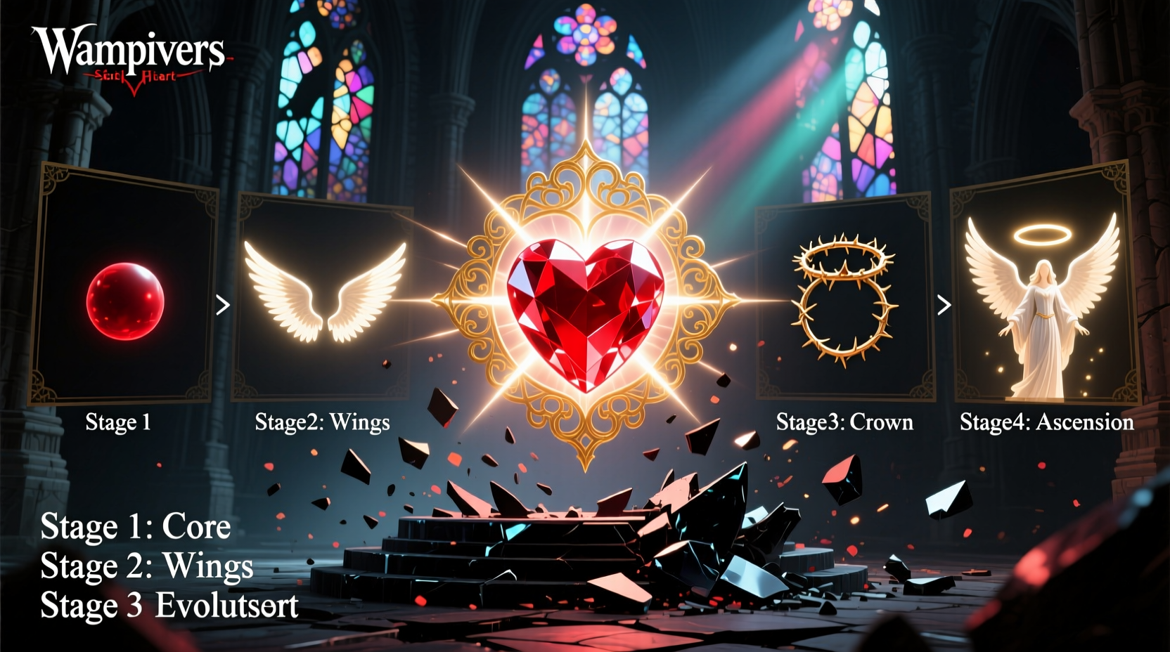 Vampire Survivors Sacred Heart evolution visual guide