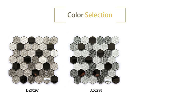 300*300mm Mix Color Hexagon Crystal Glass Tiles Mosaic