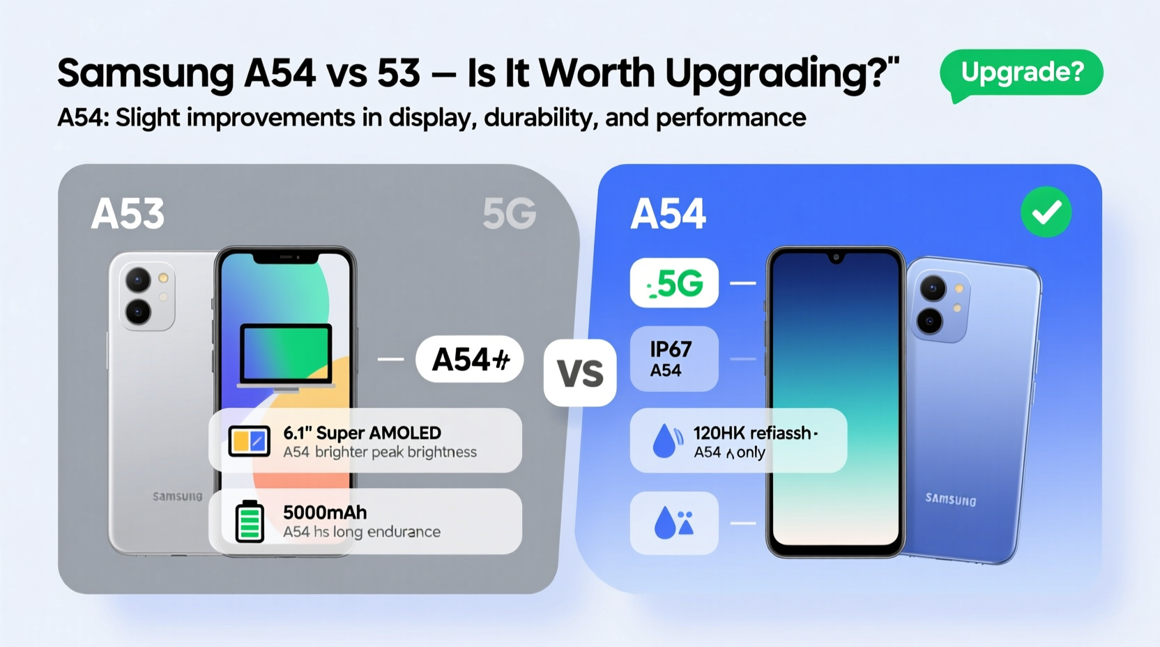 samsung a54 vs a53 is it worth upgrading or are they basically the same