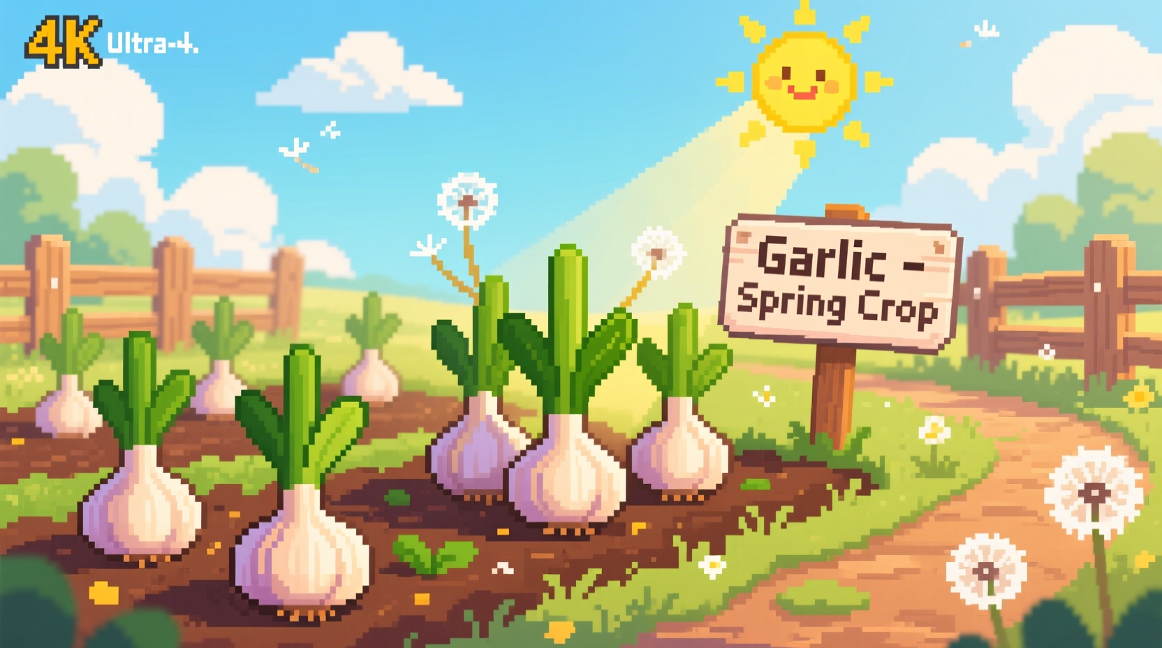 Stardew Valley garlic crop growing in spring season