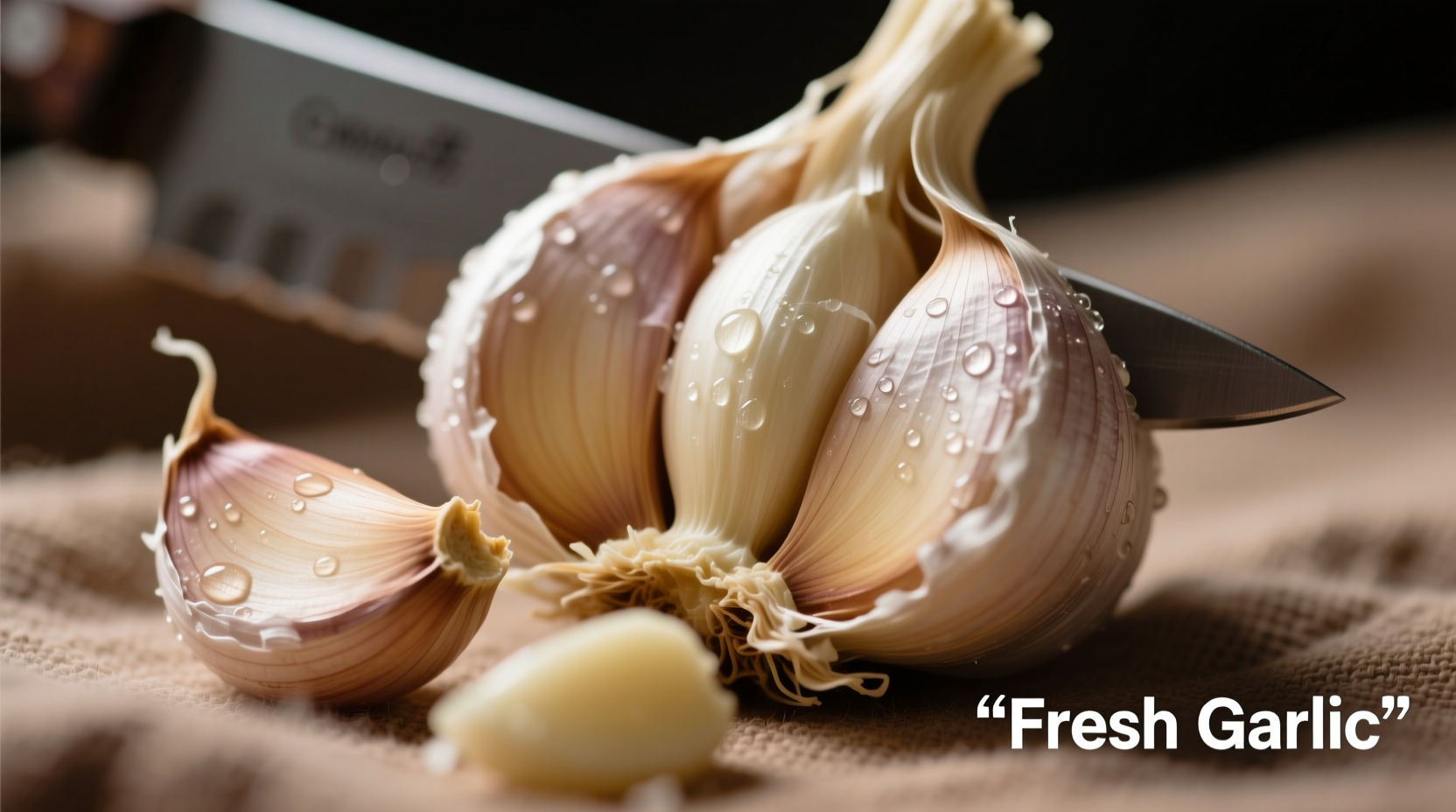 Close-up of freshly chopped garlic cloves showing texture