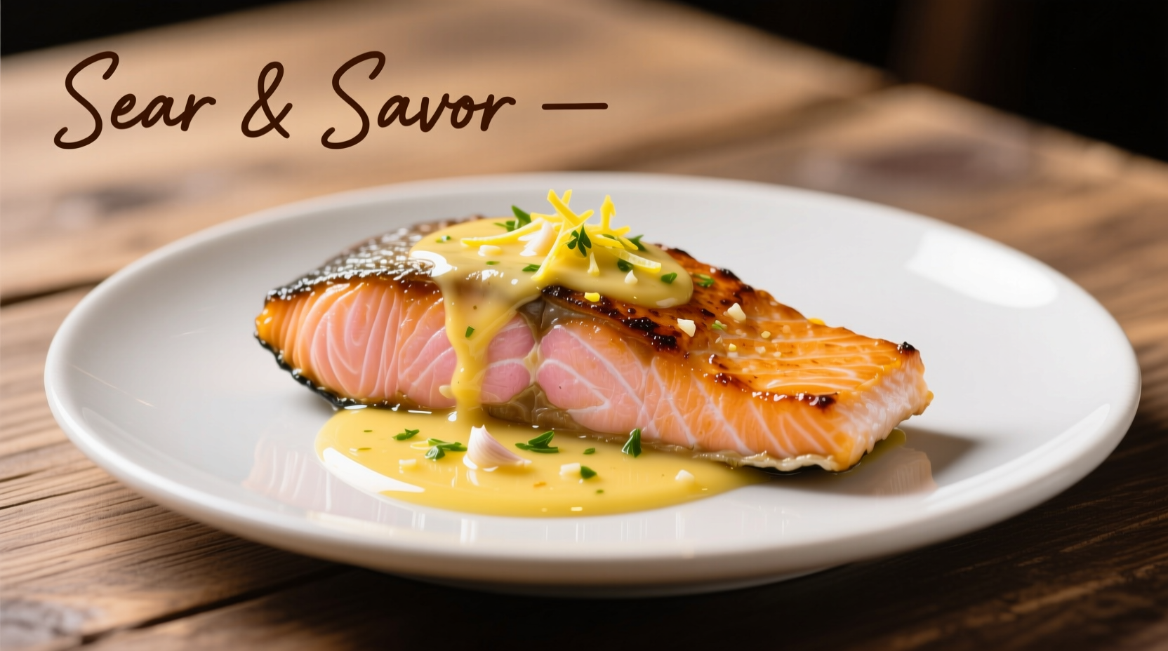 Perfectly seared salmon with garlic lemon sauce