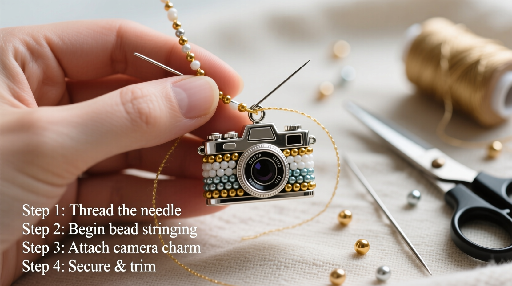 step by step guide to crafting a diy beaded camera bag ornament with easy techniques