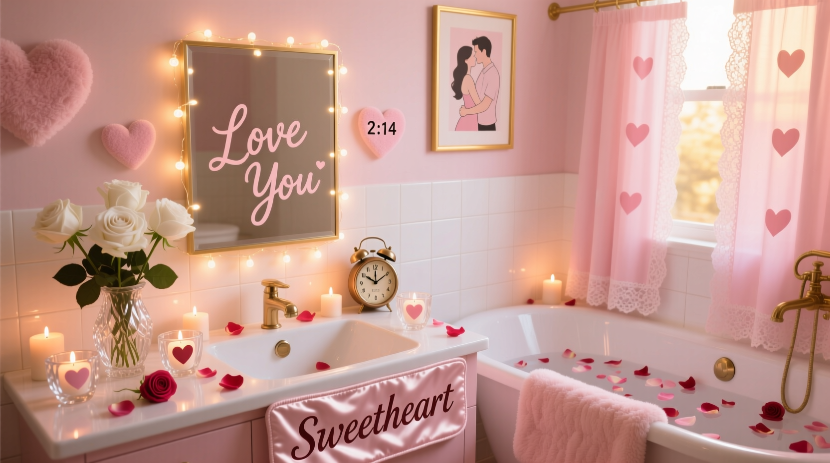 how to decorate bathroom for valentines day