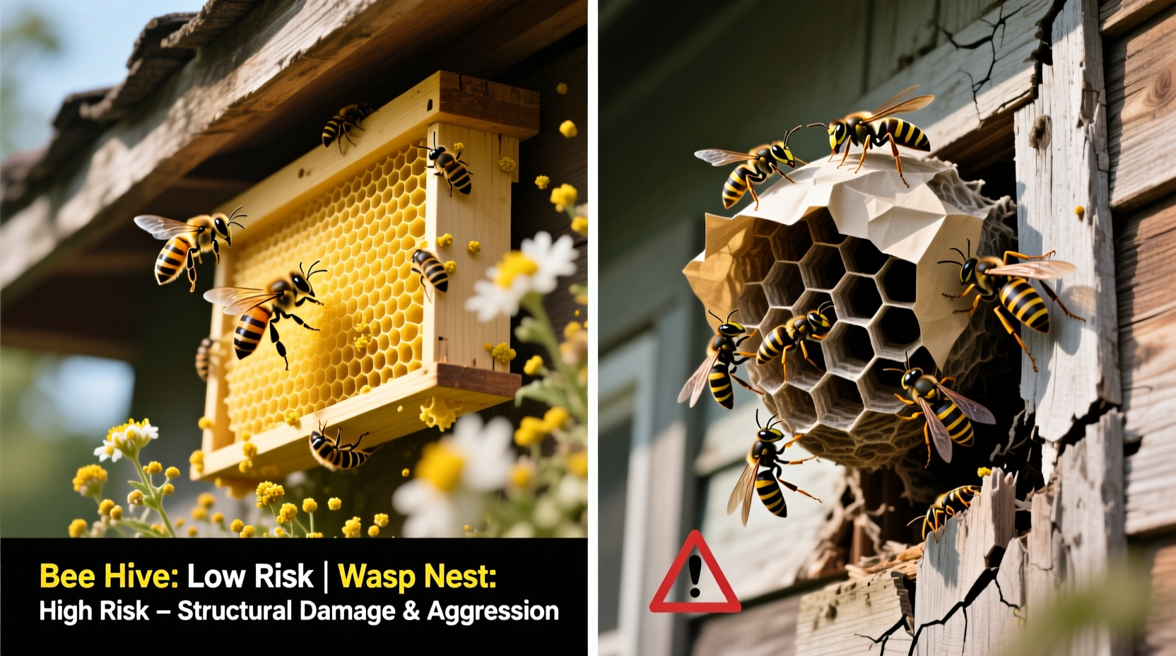 bee hive vs wasp nest whats the actual danger to my home