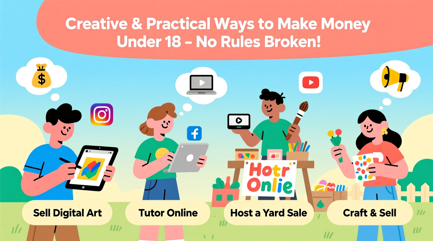 creative and practical ways to make money under 18 without breaking any rules