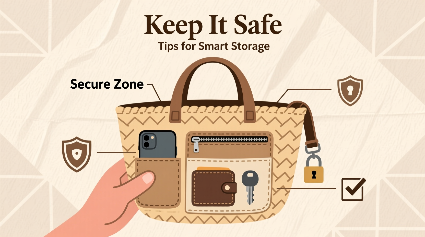 practical tips to secure and safeguard your belongings in a straw tote bag