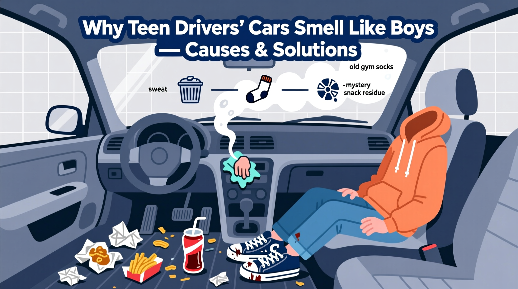 teen driver car smell boy