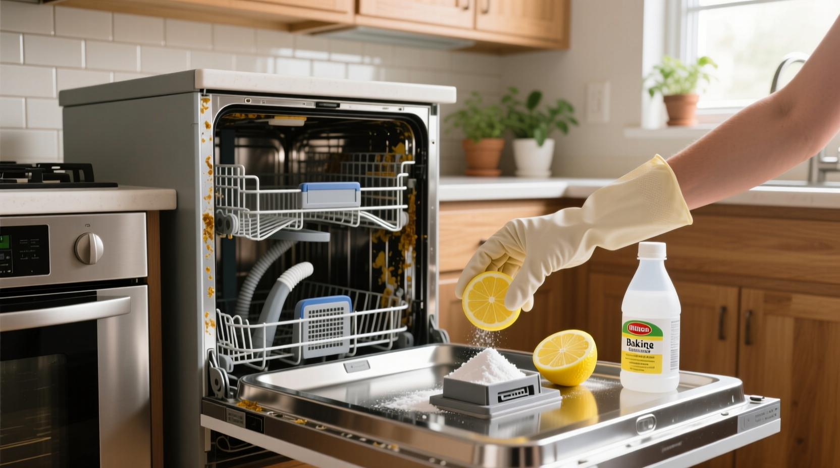 how to naturally clean a dishwasher