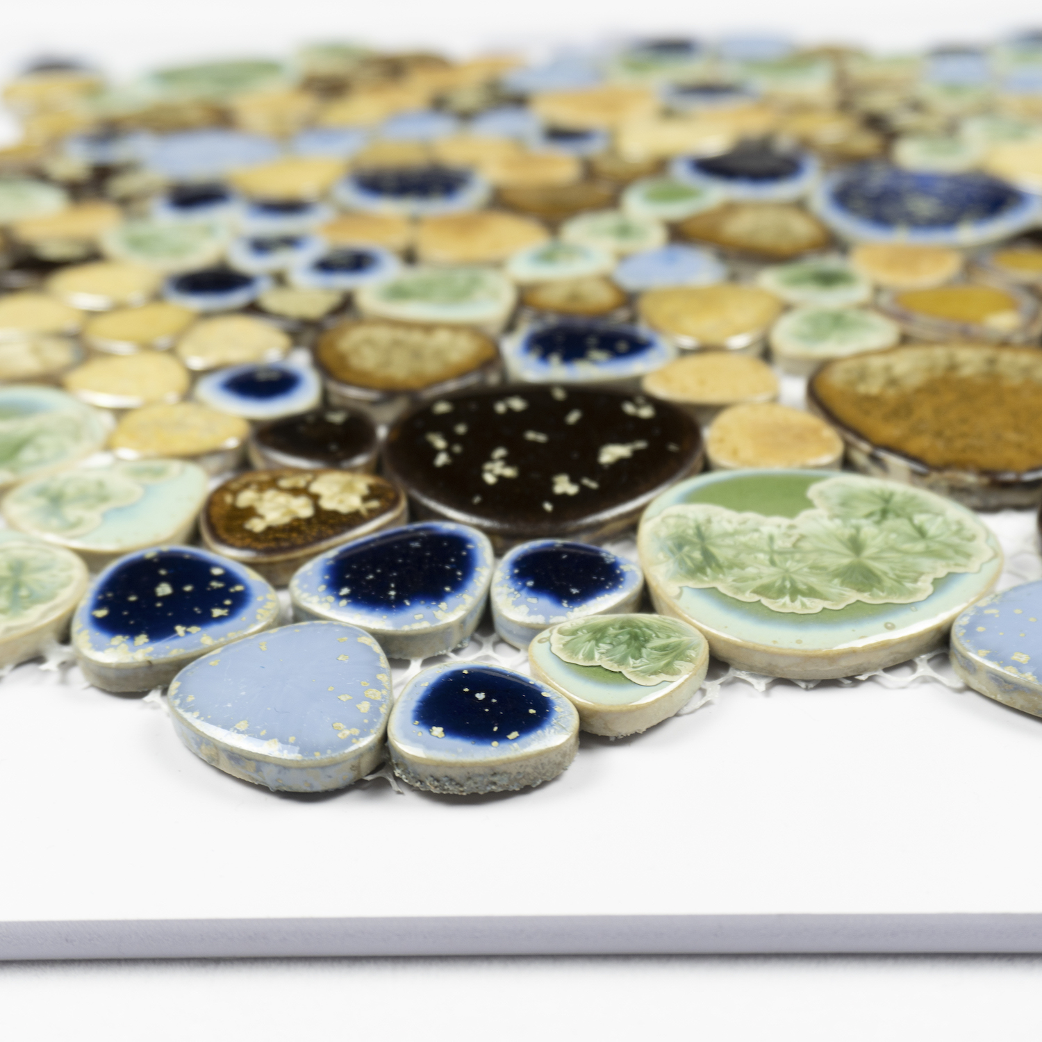 Blue Green Ice Crack Wall Decoration Fambe Indoor Variable Glaze Decorative Wall Tiles Flower Mosaic