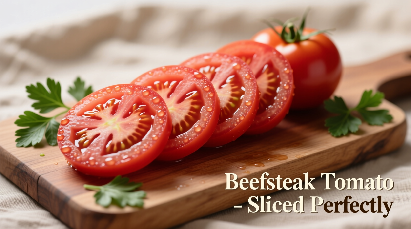 Perfectly sliced beefsteak tomatoes for sandwiches
