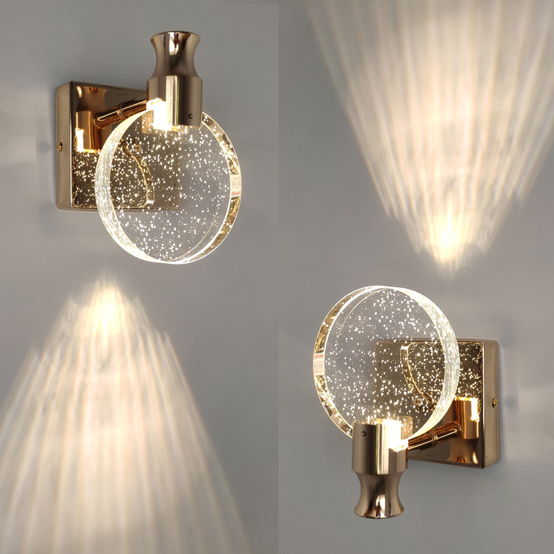 Indoor Nordic Double Bubble Crystal For Bathroom LED Wall Lamps
