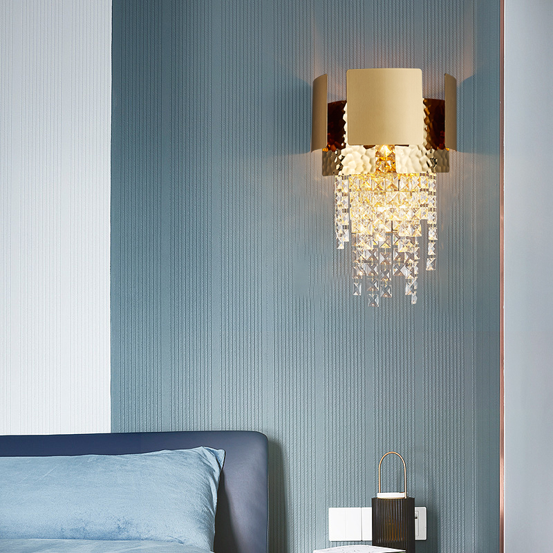 Stainless steel gold LED E14 wall sconce lamp crystal lighting lights